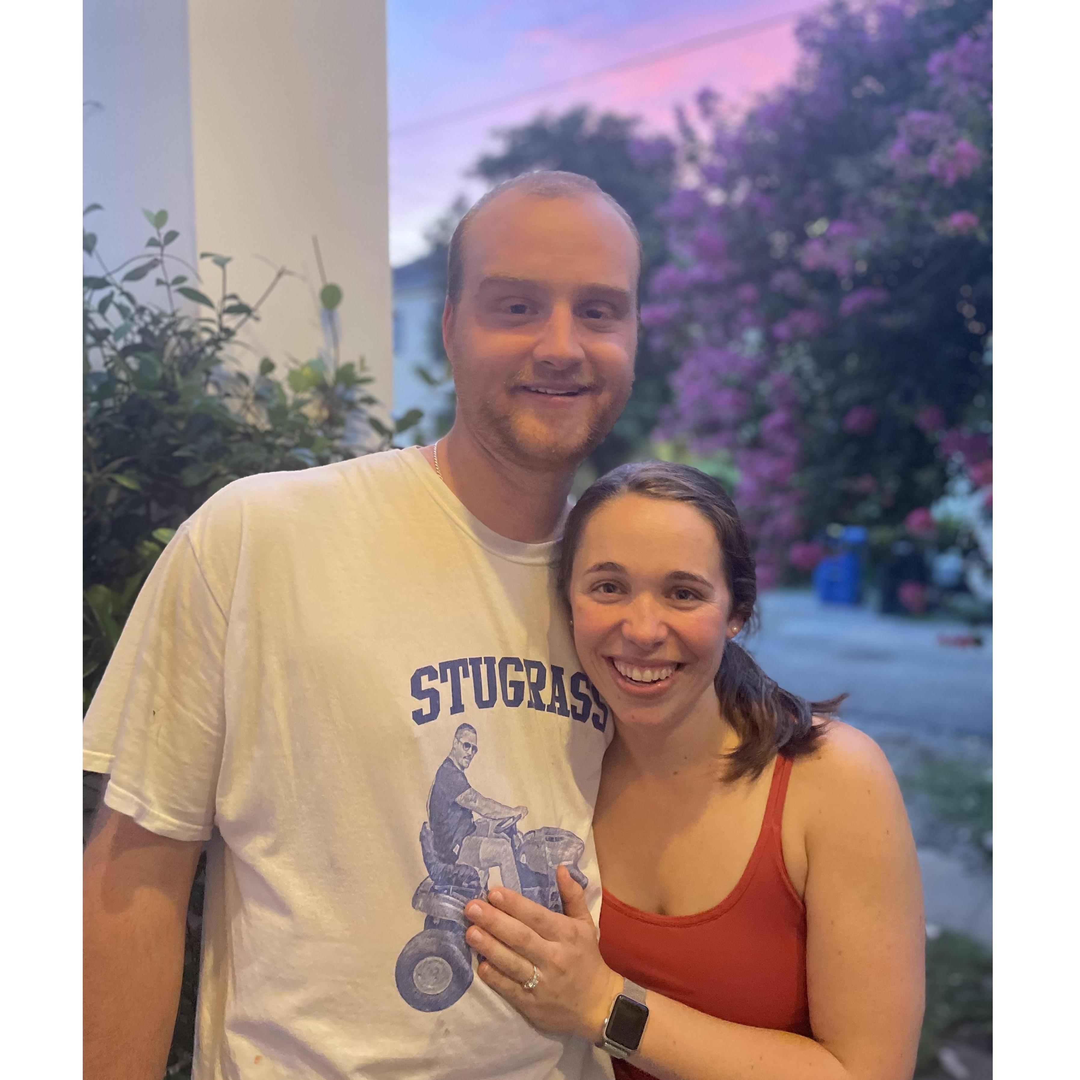 The night Charles proposed. We were a muddy, sweaty mess but so happy!