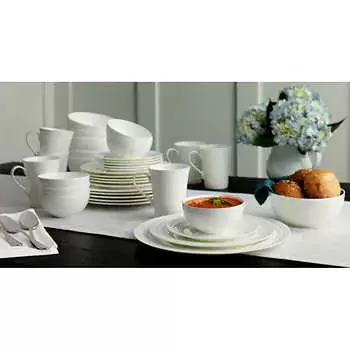 Mikasa Swirl White 36-piece Bone China Dinnerware Set