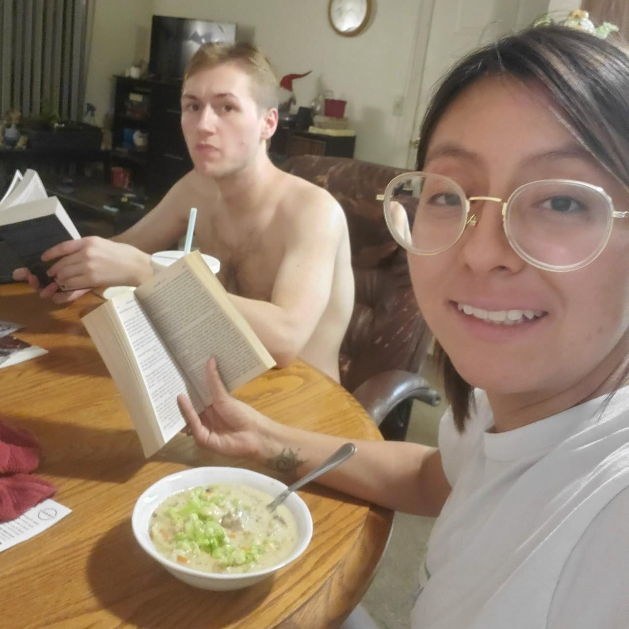 Casual Reading Dinner (yes he naked)