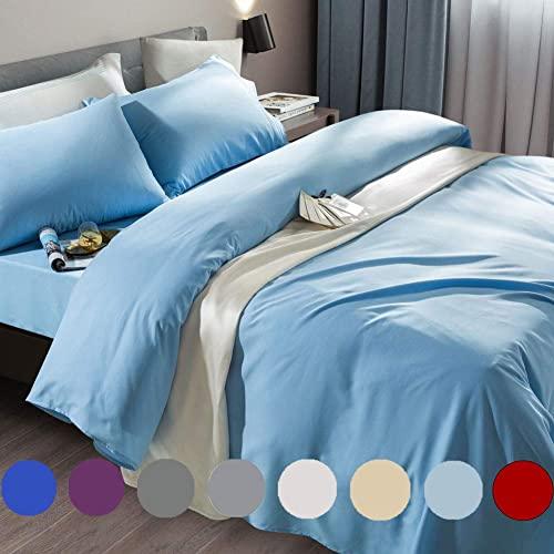 SONORO KATE Bed Sheet Set Super Soft Microfiber 1800 Thread Count Luxury Egyptian Sheets Fit 18-24 Inch Deep Pocket Mattress Wrinkle and Hypoallergenic-6 Piece (Lake Blue, Queen)
