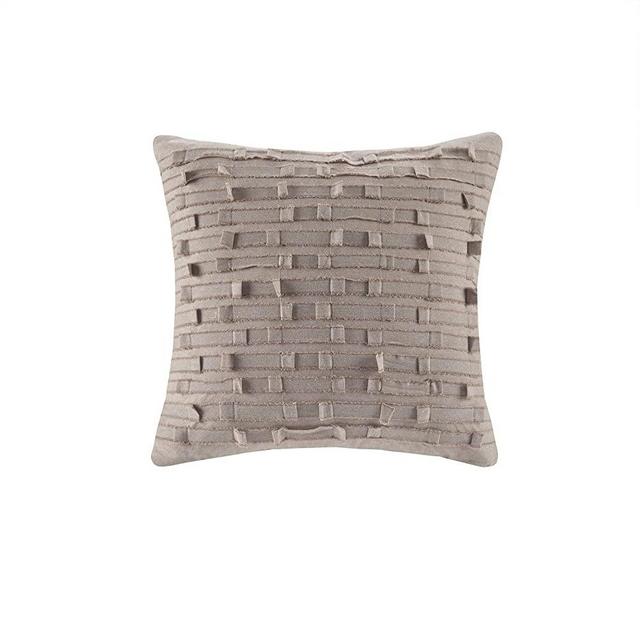 INK+IVY Mid Century Modern Cotton Decorative Pillow Hypoallergenic Sofa Cushion Lumbar, Back Support, 20"x 20", Kerala, Taupe