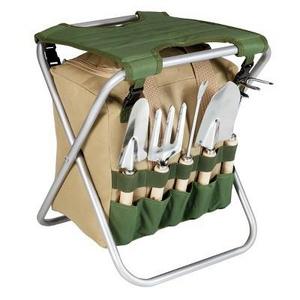 5 Pc Garden Tool Set with Tote And Folding Seat - Picnic Time