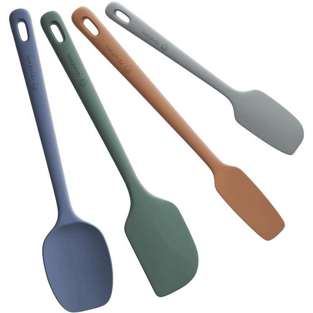 ChefAide 4 Pieces Silicone Spatula Set, Food Grade Rubber Spatula, Upgrade Strong Handle with Ergonomic Grip, Heat Resistant Up to 600°F for Nonstick Cookware, Cooking