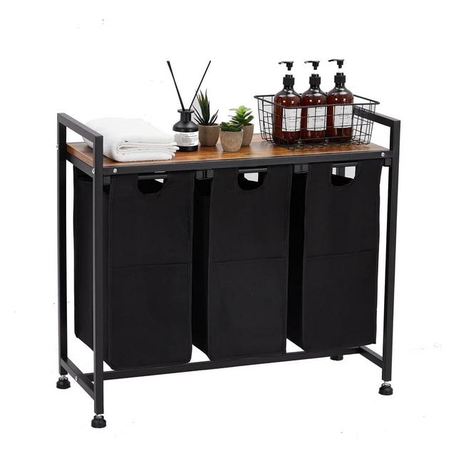 Heavy Duty Laundry Hamper with Shelf & 2-4 Removable Bags , Rolling Clothes Sorter w/Top Storage for Bathroom, Dorm, Apartment