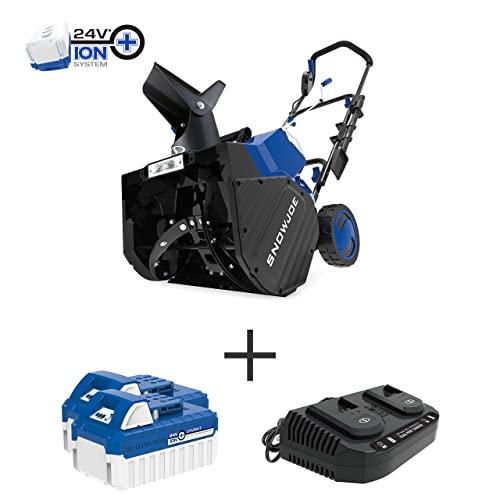 Snow Joe 24V-X2-SB18 48-Volt iON+ Cordless Snow Blower Kit | 18-Inch | W/ 2 x 4.0-Ah Batteries and Charger