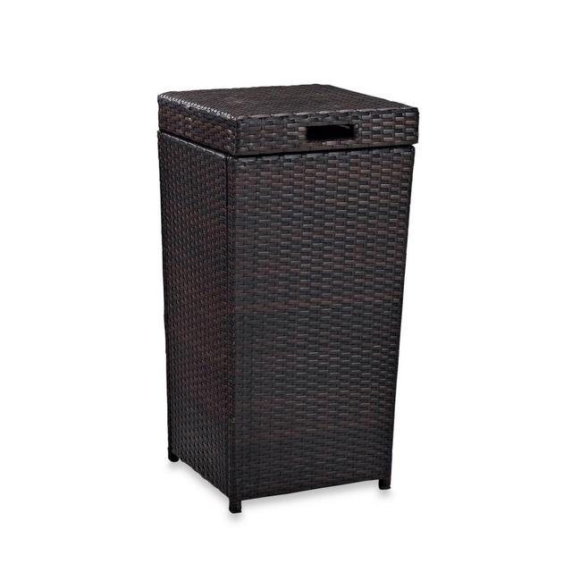 Crosley Palm Harbor Outdoor Wicker Trash Bin in Brown