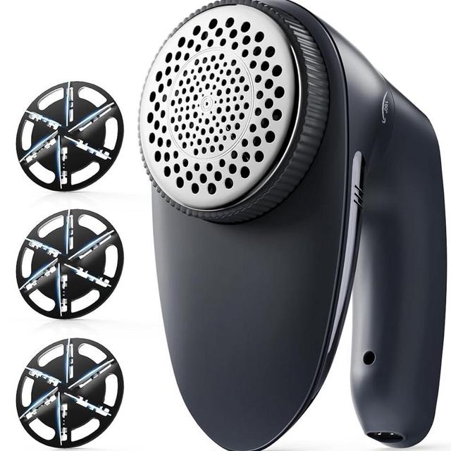 POPCHOSE Fabric Shaver, Rechargeable Lint Remover Defuzzer Sweater Shaver, Fuzz Remover for Clothes, Sweater, Furniture, Couch, Cashmere(Two 6-Leaf Blades Extra, Electrostatic Brush)…