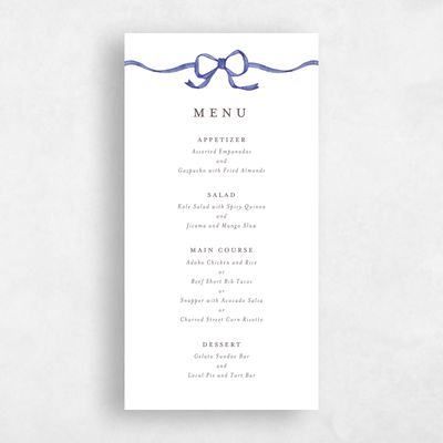 Periwinkle, White Wedding Menu - Perkins
