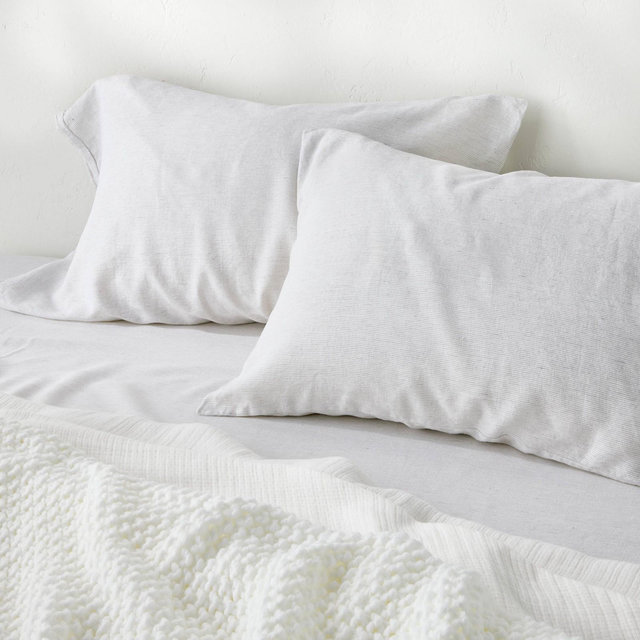 Standard 100% Linen Pillowcases Dark Gray Micro Striped - Casaluna™