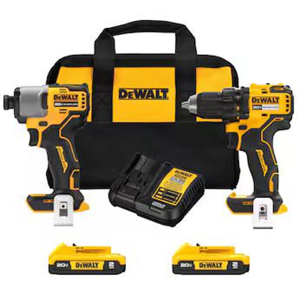 DEWALT 20V MAX Cordless Drill and Impact Driver, Power Tool Combo Kit , Includes 2 Batteries, Charger and Bag (DCK240C2)