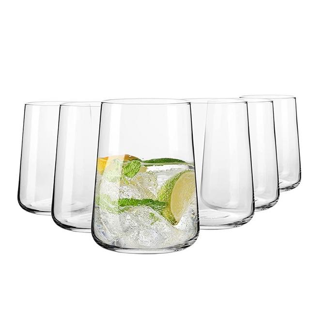 KROSNO Glasses for water, drinks and juices | Elegant design | Lead-free glass | Set of 6 | 490 ml | Ideal for home, restaurants and parties | Dishwasher safe