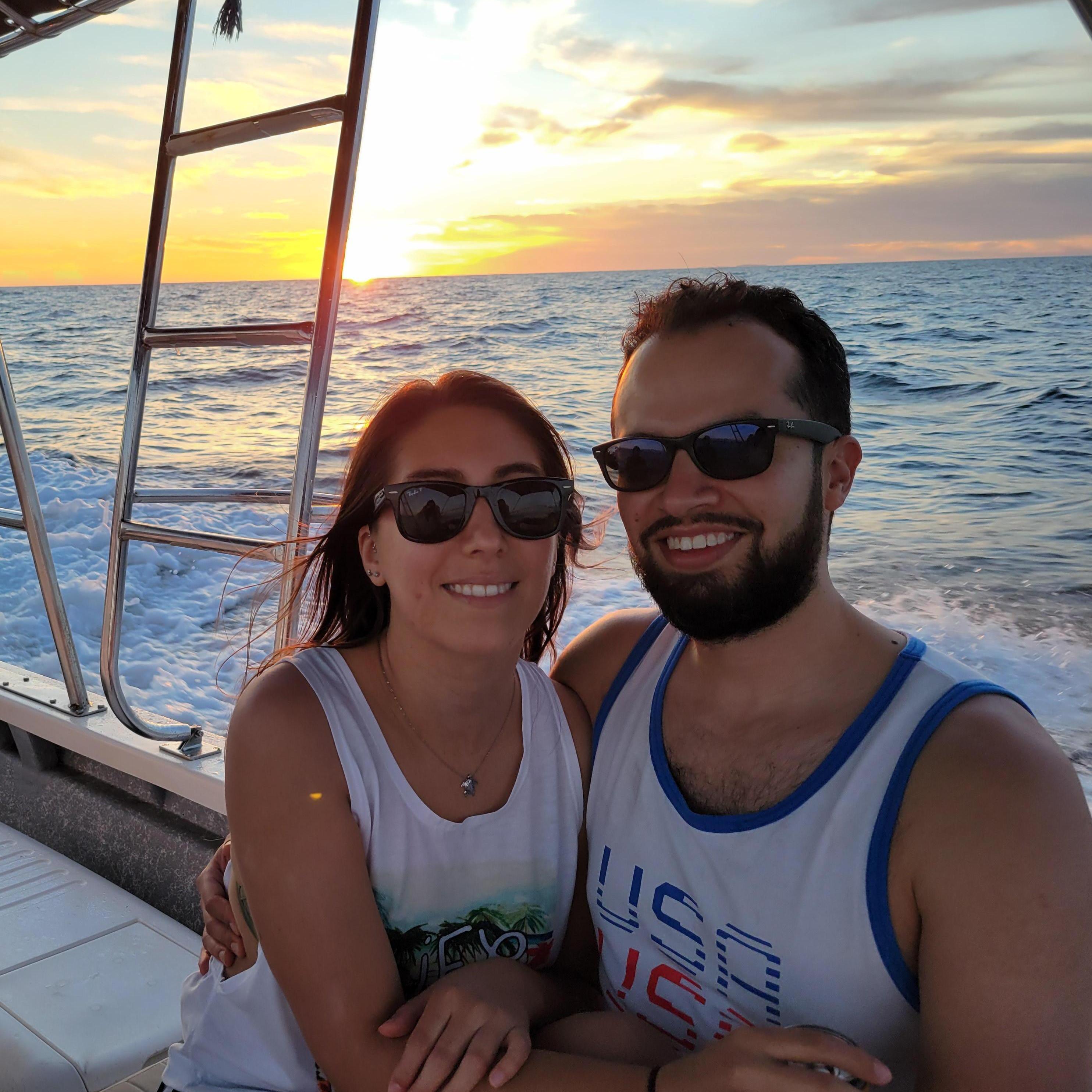 Enjoying a beautiful sunset on our way back to Puerto Vallarta from Yelapa