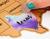 Scratch Your Travels Watercolor USA Map |...