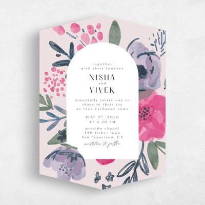 Purple Diamond Wedding Invitation - Colletta Portrait