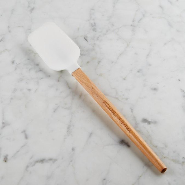 Williams Sonoma Silicone Spoonula with Classic Wood Handle, White