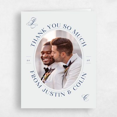 Grey Monogram Wedding Thank You - Cortona Photo