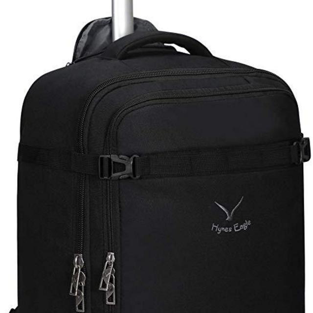 Hynes Eagle 42L Rolling Backpack Wheeled Backpack Flight Approved Carry on Luggage Travel Backpack Black