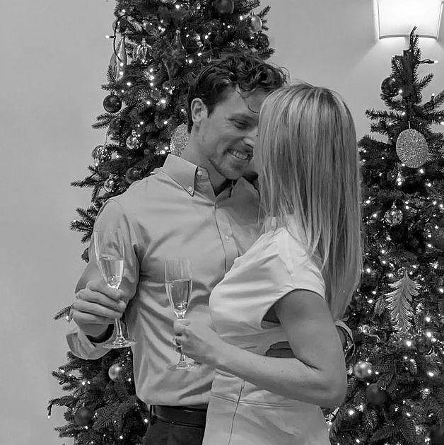 A champagne toast moments after Joe popped the question and Allison said "yes!"