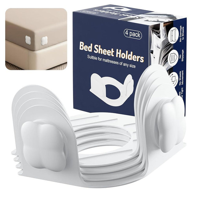 Topume Bed Sheet Holders for Corners, 4-Pack Fitted Sheet Holder Keep Sheets Firm,Fits Any Size Mattress-No More Shifting Bedding