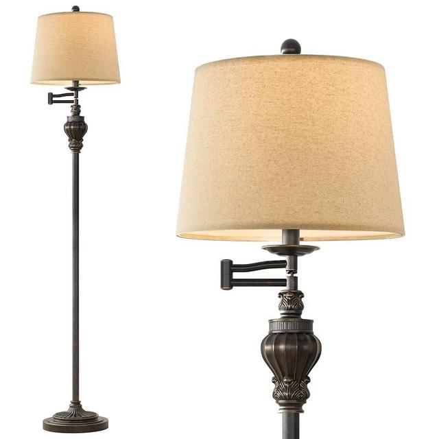 G-SAFAVA 61" Vintage Floor Lamp with 350° Adjustable Swing Arm, Standing Lamp for Bedroom Living Room Bedside Nightstand Retro Farmhouse Mid Century Lamp Light Home Décor Office Gifts