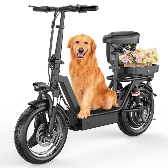 Electric Scooter with Seat for Adults, 1000W Peak Motor, 35 Miles of Range Scooter with Seat, 25 MPH Top Speed, 48V 15Ah Battery, Dual Suspension, Foldable E Scooter with Rear Box for Cargo, Commuting