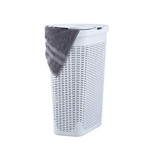 Superio Palm Luxe Narrow Laundry Hamper, 1.15 Bushel, White