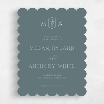 Blue Scalloped Wedding Save the Date - Eldridge Portrait
