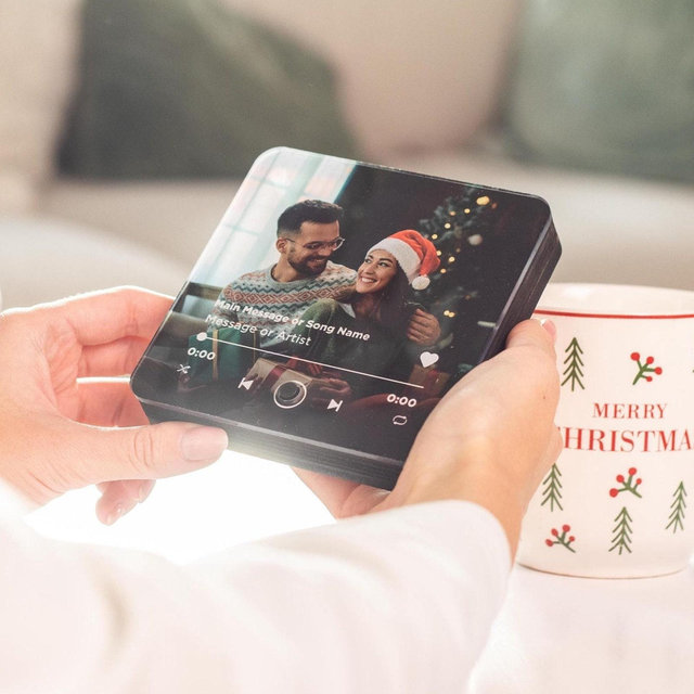 Personalized Light-Up Fridge Music Magnet, plays custom song.Photo album cover Unique gift for him, music lovers and home decor accessory