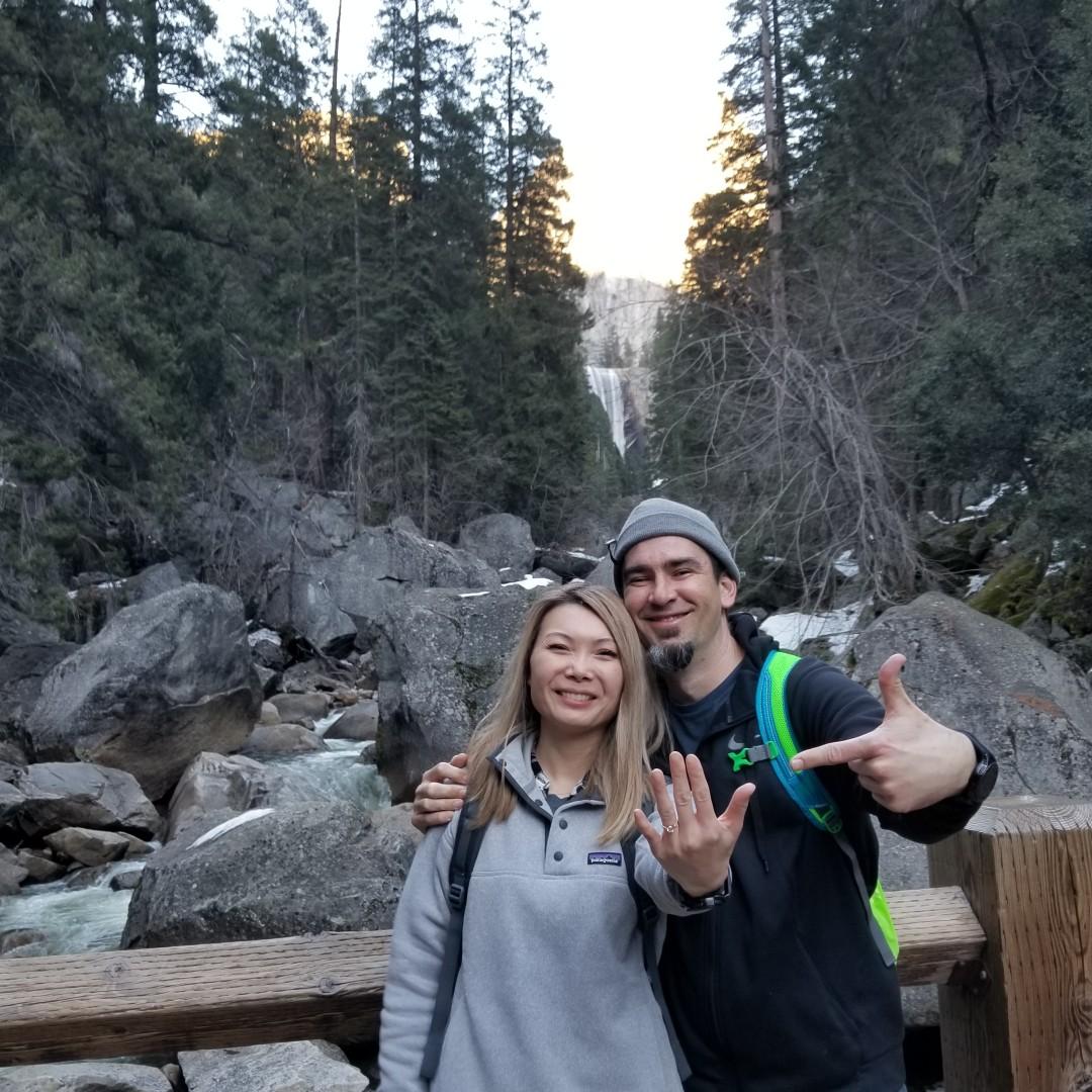 Vernal Falls Foot Bridge, Yosemite, 2019 - Angela said "Yes!"