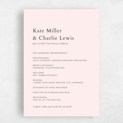 Blush, Pink Wedding Program - Morrison
