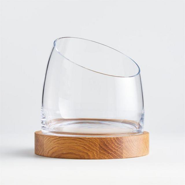 Small Slant Terrarium with Wood Base