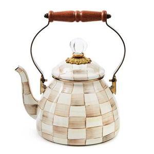MACKENZIE-CHILDS Mocha Check 2 Quart Tea Kettle