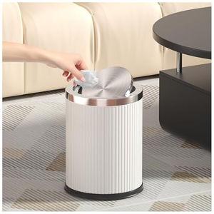 4 Gallon / 15L Trash Can Bathroom with Swing Lid, Elegant White Garbage Can, Modern, Large Office Waste Basket, for Bedroom, Kitchen, Powder Room, Hotel, Business(15L Elegant White)