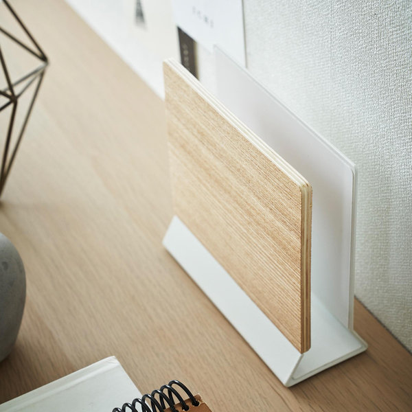 Yamazaki Home Rin Portable Laptop Stand Holder - Wood & Steel, 2.44x6.3x5.91", Holds Devices Up To 1.1" Thick & 6.2 Lbs | Desk Organizer, Tablet Stand, Space Saver - View #3