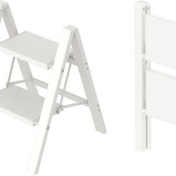 Taranta 2 Step Ladder,Aluminum Lightweight Folding 2 Step Stool with Anti-Slip Wide Pedal, 330lbs Capacity Step Ladder for Household,Kitchen,Office - White