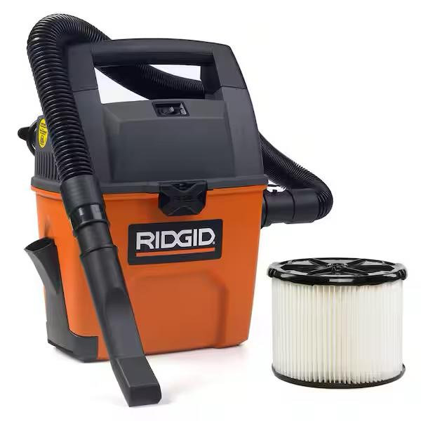 RIDGID 3 Gal. 3.5 Peak HP Handheld Shop Vacuum Wet Dry Vac with RIDGID SWEEP Dust Pan, Filter, Hose and Car Nozzle WD3050 WD3050