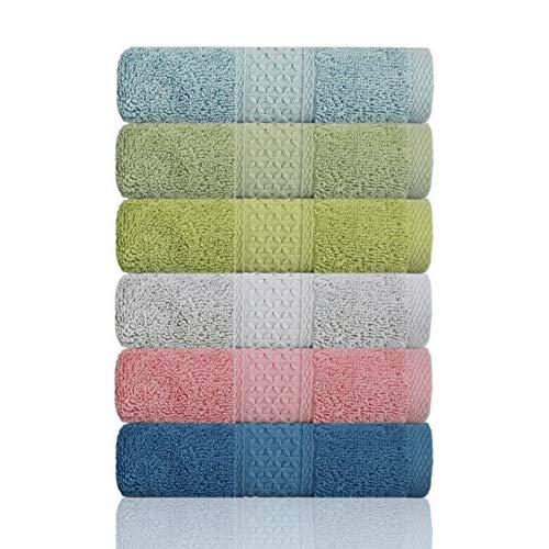 Cleanbear Washcloths Face Cloths, All Cotton, 13 x 13 Inches, 6 Colors