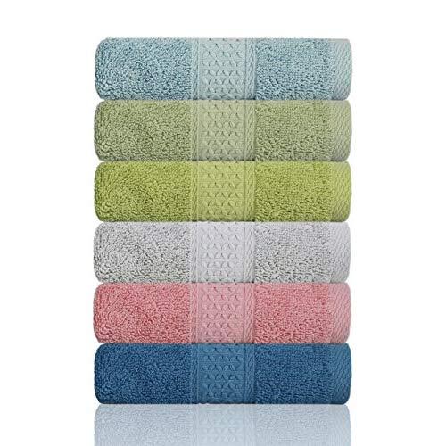 Cleanbear Hand Towel Face Towel Set,100% Cotton, Assorted Colors Hand Towels, Size 29"x13", 6-Pack 6 Colors