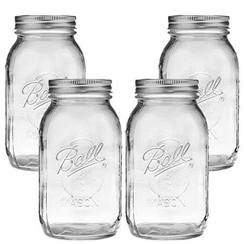 Ball Mason Jar-32 oz. Clear Glass Ball Collection Heritage Series-Set of 4 Jars