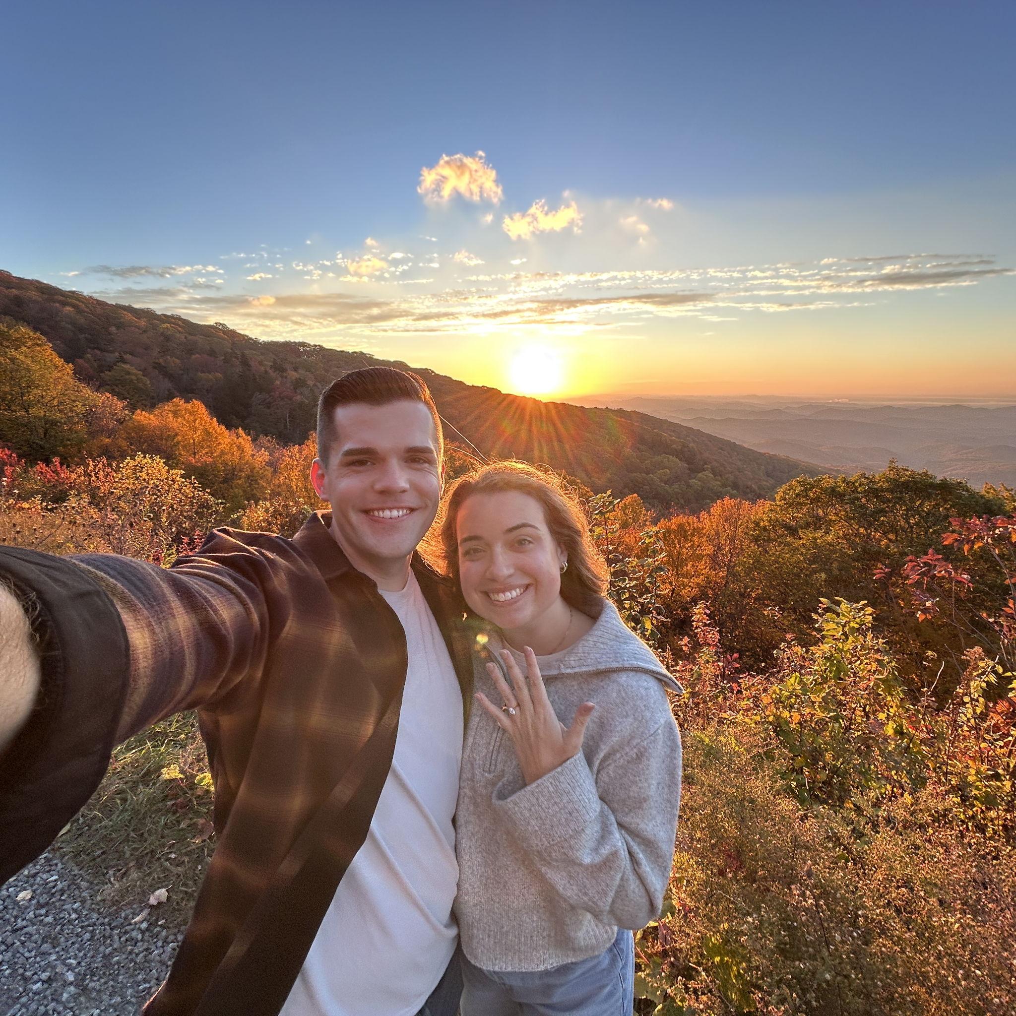 Engagement on the Blue Ridge Parkway at sunrise on 10/18/25.