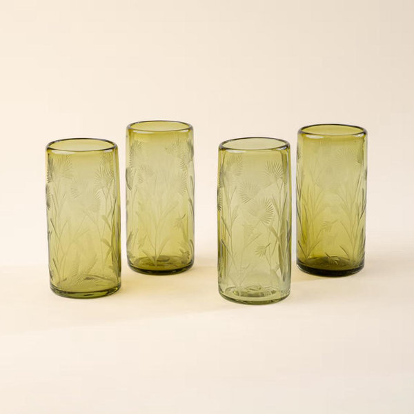 Etched Thistle Highball Glassware