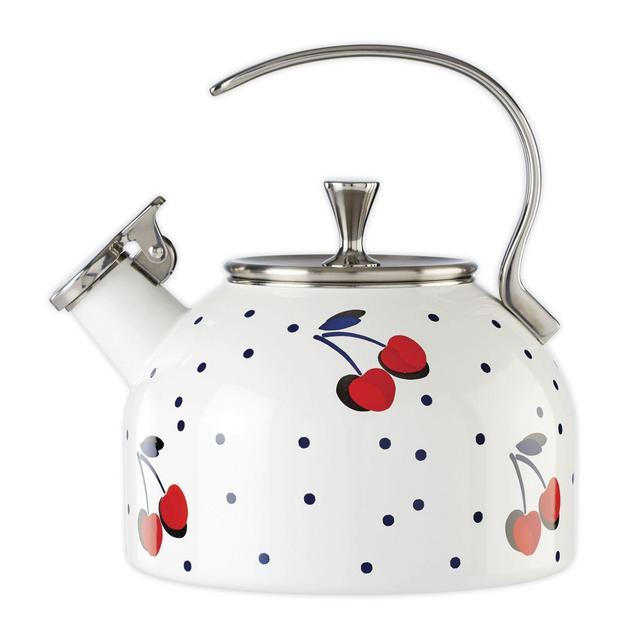 kate spade new york Vintage Cherry Dot 2.5 qt. Tea Kettle in White/Red
