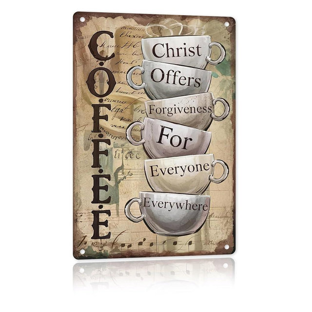 Christ Offers Forgiveness for Everyone 12x8 Metal Sign – Wall Art for Christian Kitchen & Indoor Porch, Rustic Coffee Station Decor,Office, Church & Funny Gifts (705)