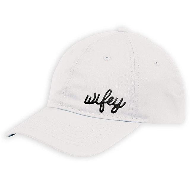 Wifey Hat Bride Baseball Cap Embroidered Patch Honeymoon Hat for Bride Gift White