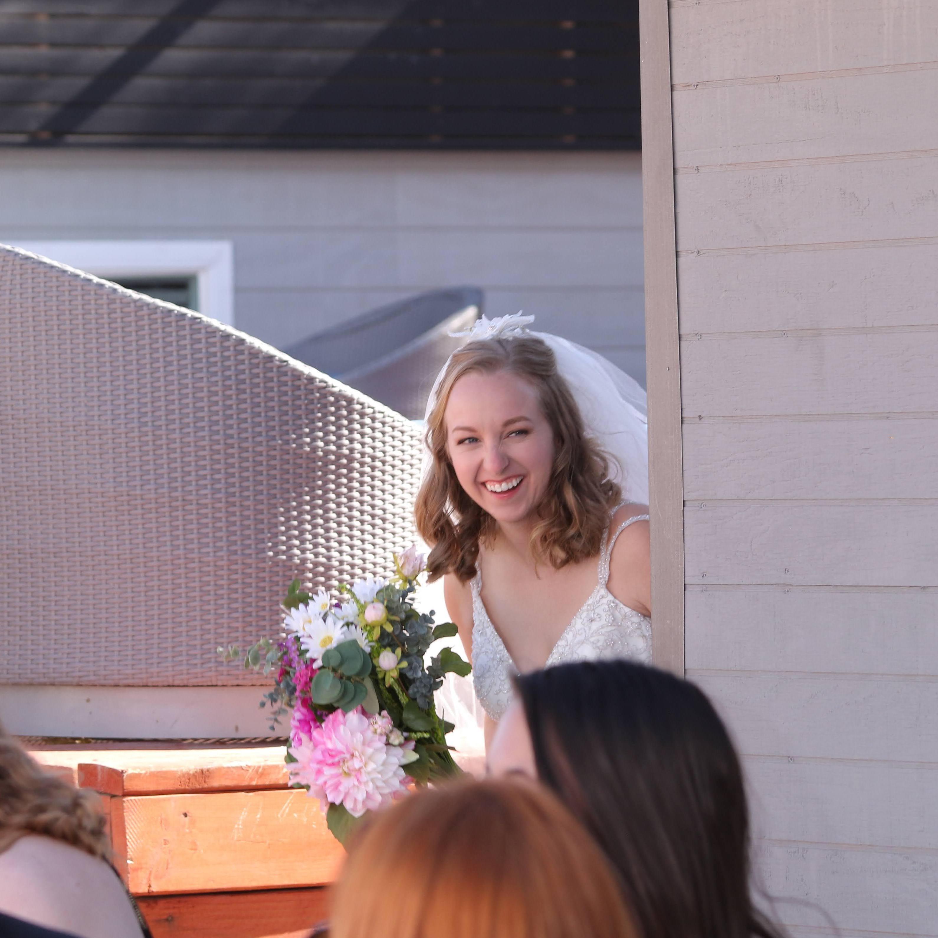Sophie couldn't hear the music and wasn't sure when to walk down the aisle