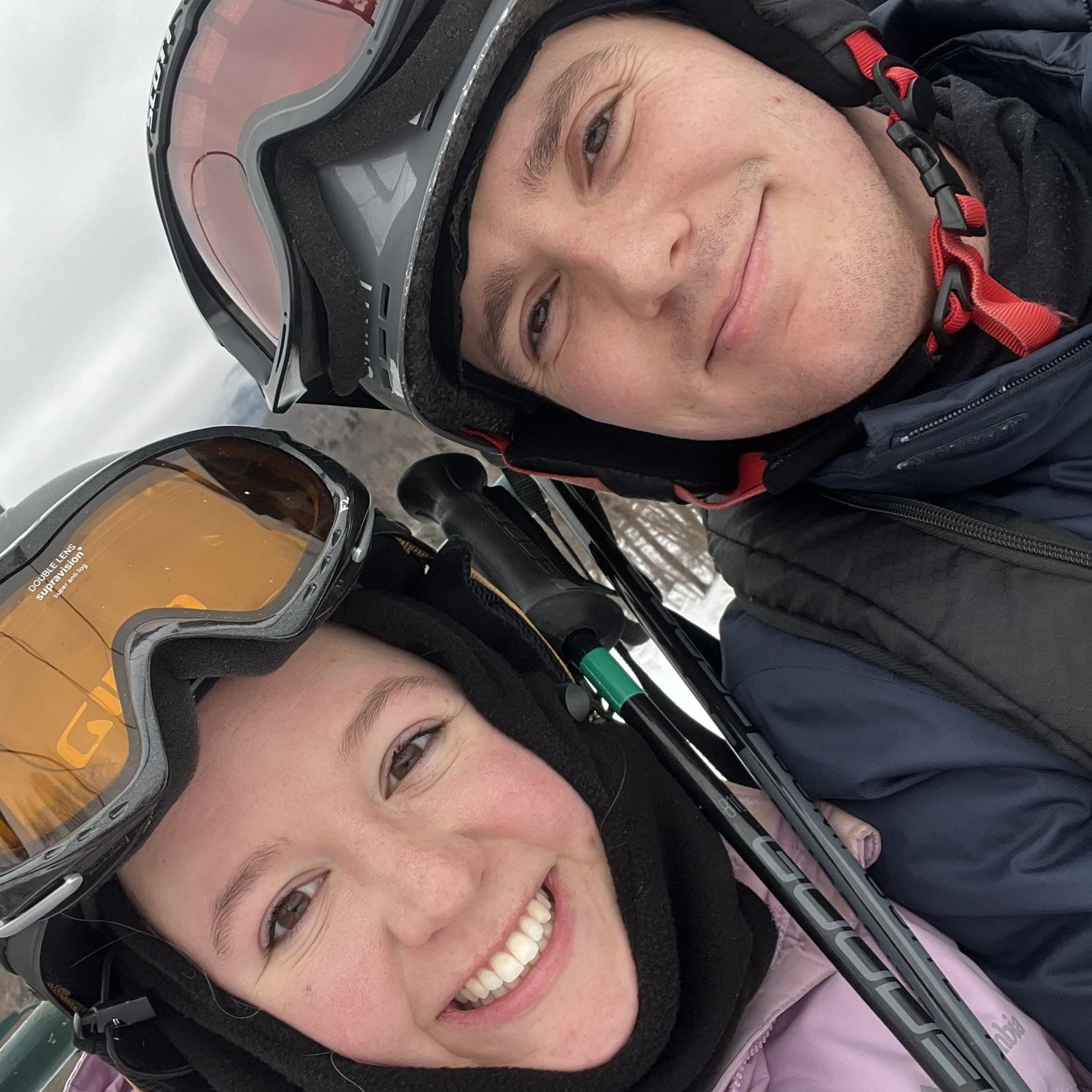 On the ski-lift in Burlington, Vermont!