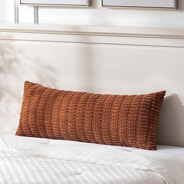 Fancy Homi Rust Long Long Body Lumbar Decorative Throw Pillow Covers 14x36 Inch for Bed Couch Bedroom Bench, Soft Corduroy Rectangle Solid Pillow Case, Terracotta Rustic Farmhouse Boho Room Decor