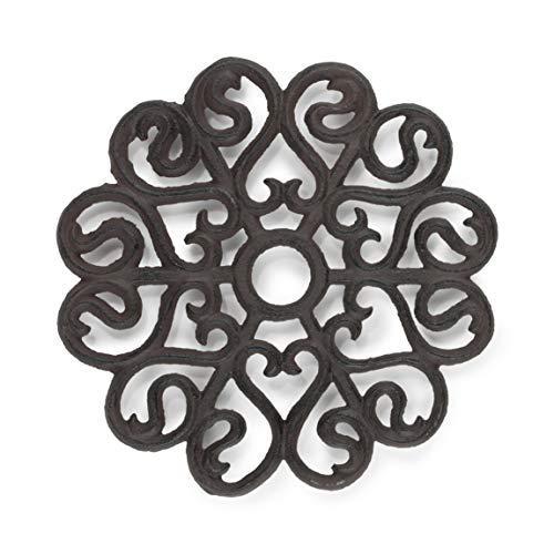 gasaré, Cast Iron Trivet, Metal Trivet, Decorative Victorian, for Hot Dishes, Pots, Kitchen, Countertop, Dining Table, with Rubber Feet Caps, Solid Cast Iron, 8 Inch Large, Rustic Brown Finish, 1 Unit