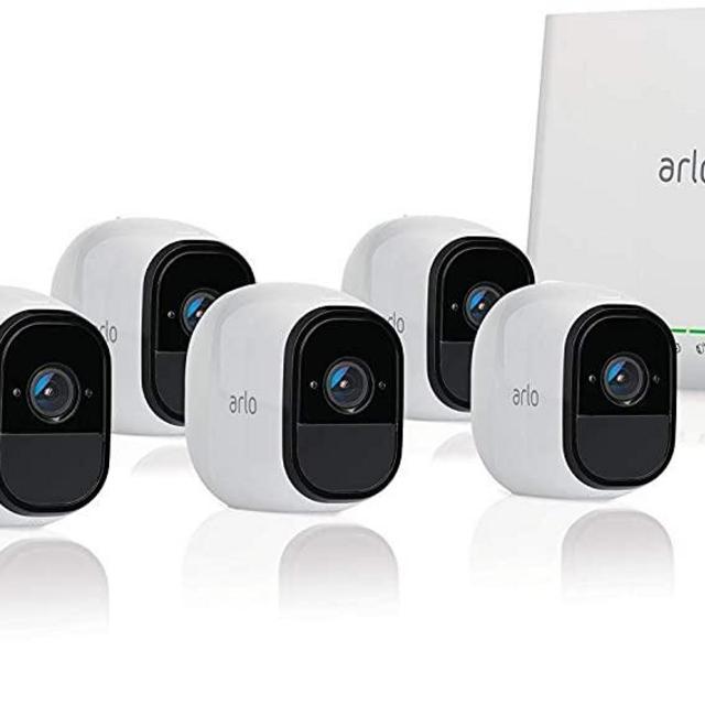 Arlo Pro 2 VMS4530P-100NAR Wireless Home Security Camera System with Siren, Rechargeable, Night Vision, Indoor/Outdoor, 1080p, 2-Way Audio, Wall Mount, 5 Camera Kit, White (Renewed)