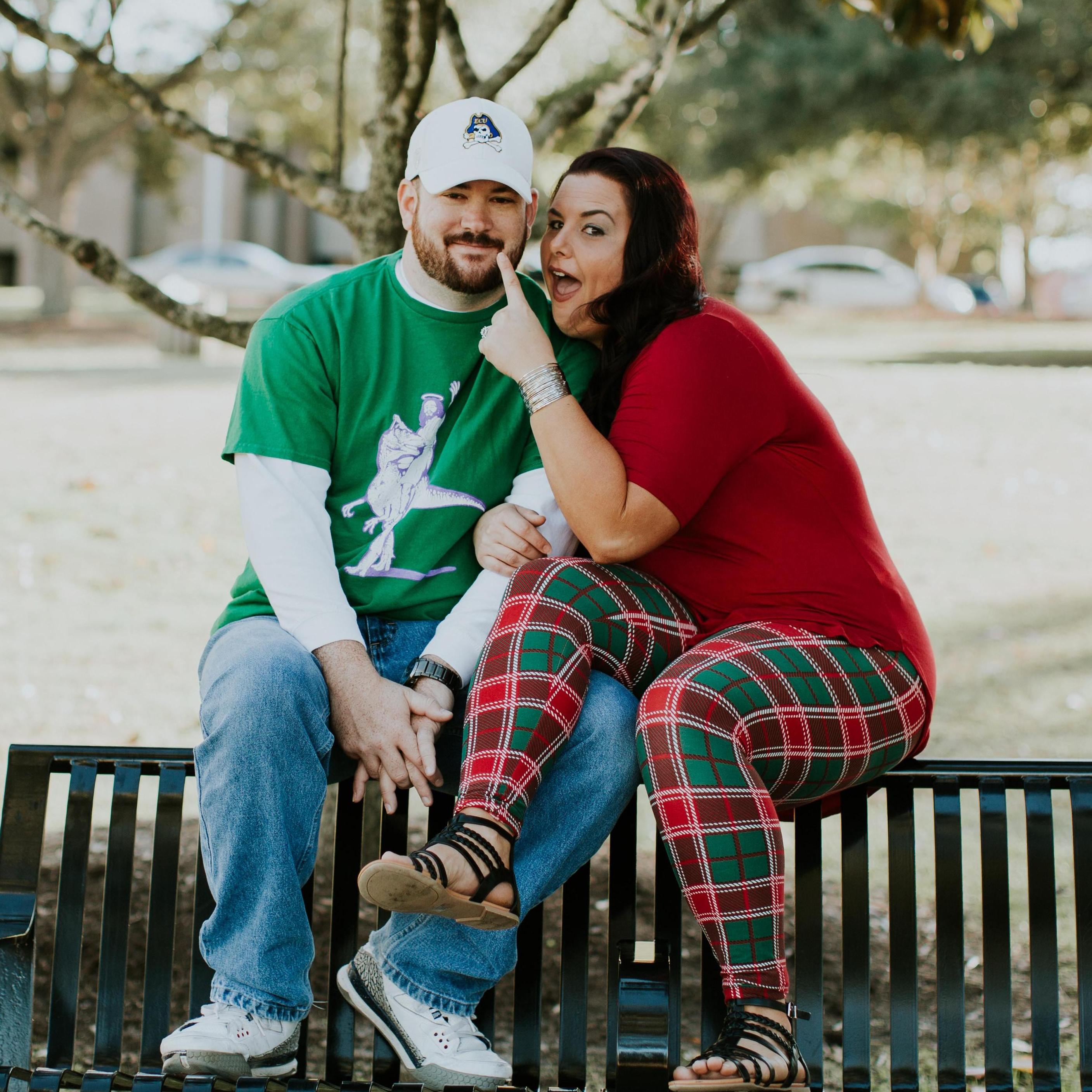 Screwing around during our Christmas shoot.
Why yes, he is wearing a shirt with Jesus riding a velociraptor.